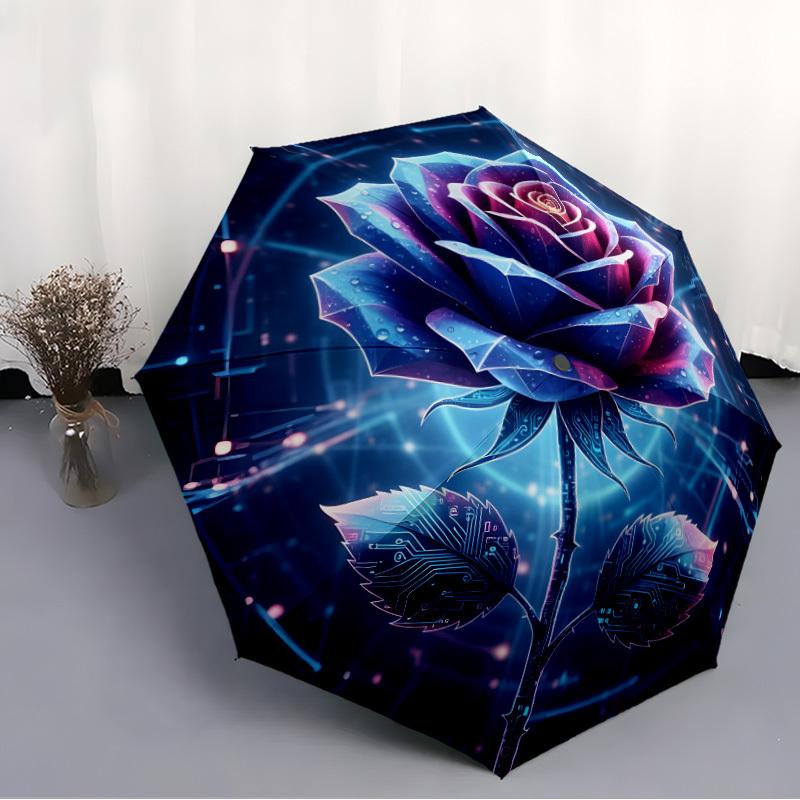 Beautiful Rose a Folding umbrella with 8 iron frames automatic opening design suitable for outdoor matching fashionable access