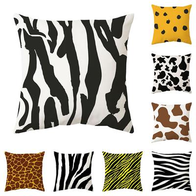 Neue weiche Dekoration für Zuhause, geometrischer Milchdruck, Leopardenmuster, Zebra-Kurzplüsch, ultraweiches Kissen (Ohne Kissenkern)
