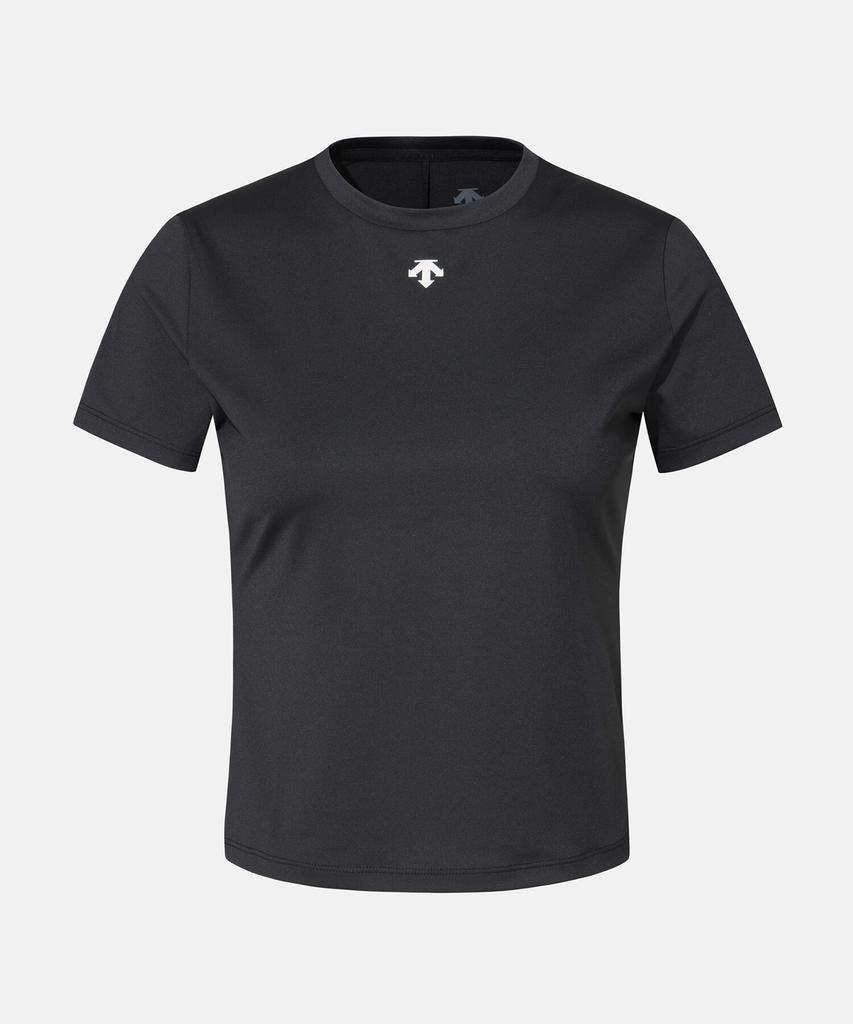 DESCENTE Women'S Semi-Crop Slim Fit Short Sleeve T-Shirt Black Sr322Pts72