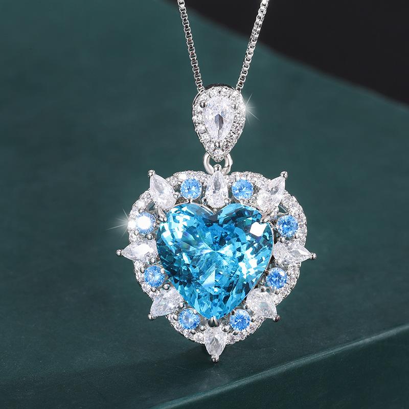 

Ювелирные изделия Медное основание Позолоченный Набор Океанское сердце Имитация Аквамарина Подвеска Кольцо Набор Основной 15 * 15