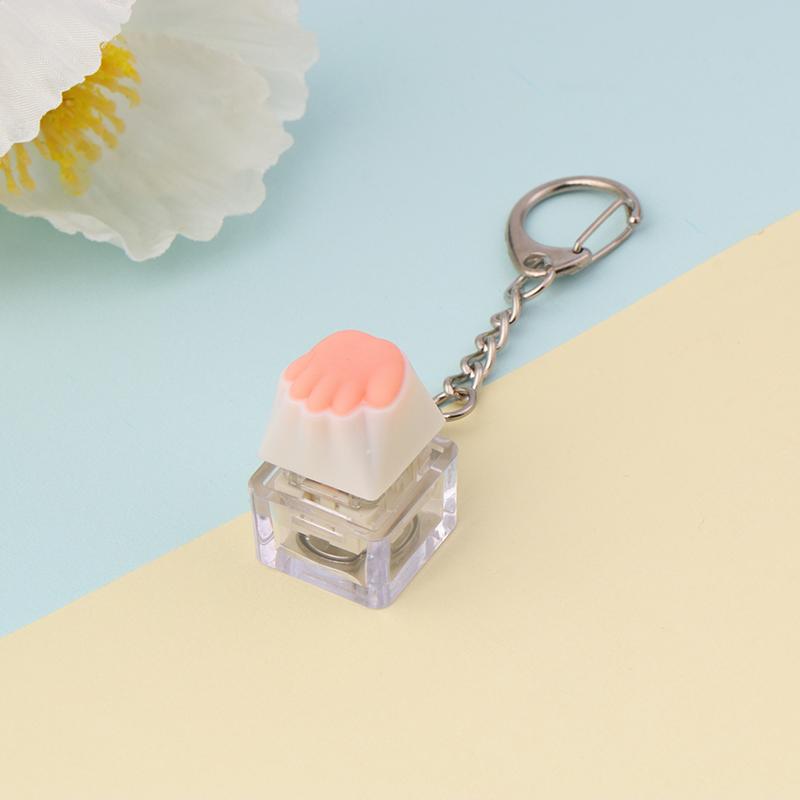Creative Pink Cat Claw Keycap Mechanical Keyboard Keychain Led Keyboard Keyring Cute Girly Bag Pendant Relief Stress Toys