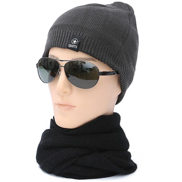 Warm Thicken Beanie Knit Hats Inside Fleece Winter Cap for Men Unisex Plain Sport Solid Color