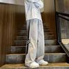 American Retro Hiphop Pants High Street Splicing Striped Sweatpants Men's Loose Straight Drape Wide-leg Pants