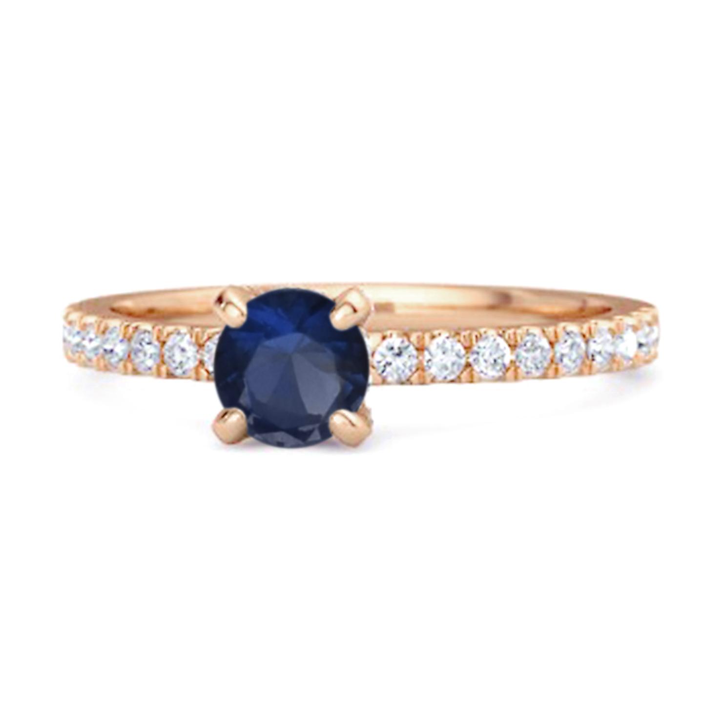 Blue Sapphire Solitaire Ring - 925 Sterling Silver Rose Gold Vermeil 11.5 ярко-розовый