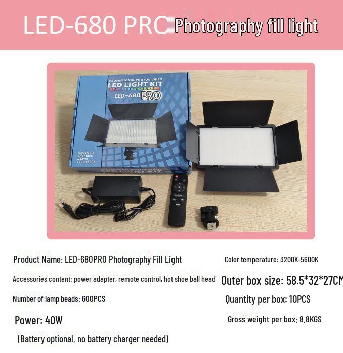 Lumină LED Pătrată de Umplere cu Patru Panouri pentru Fotografie, pentru Portrete de Interior/Exterior și Transmisiuni Live