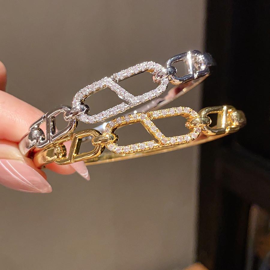 European Style Copper Zircon Stone Cuff Bracelet With Elegant Geometric Design For Daily Use