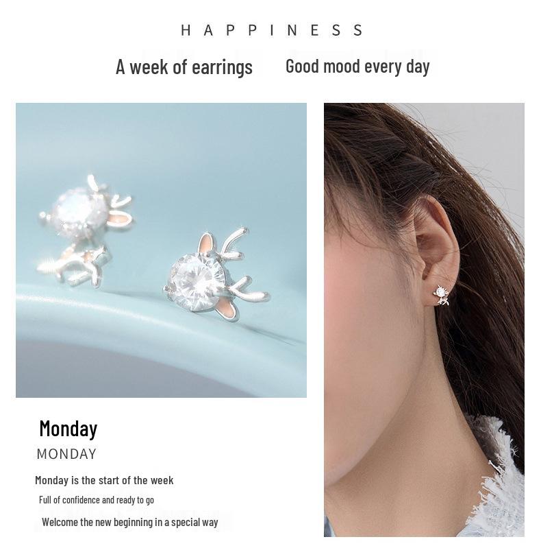 Sterling Silber Damen Ohrclips und Ohrstecker Set - Perfekt für Wochentage, Geburtstage oder Weihnachtsgeschenke.