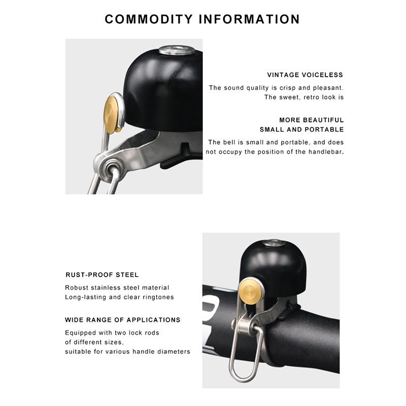 Bicycle Bell Clear Loud Sound Stainless Steel MTB Road Bike Safety Alarm Bell Cycling Handlebar Horn With Mounting Lock Plates