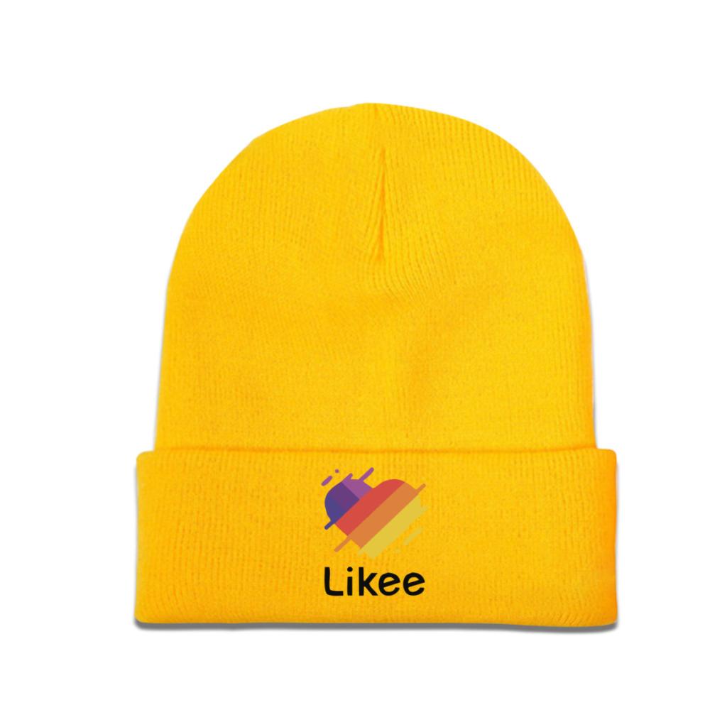 Likee App Logo Likee Heart Rainbow Graffiti Knitted Hat for Women Unisex Skullies Beanies Winter Hat Polyester  Crochet Caps