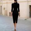 Damen V-Ausschnitt - Midikleid mit Dreiviertelärmel - Taillienbetonte, figurbetonte Passform für Cocktailpartys