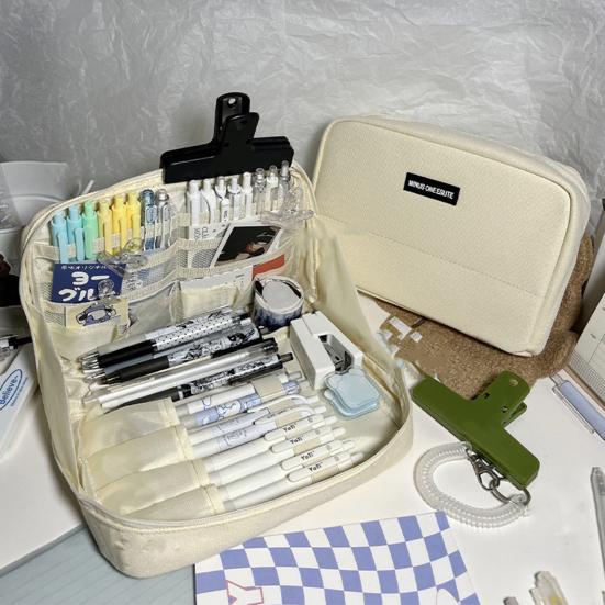 

Пенал большой емкости с несколькими отделениями, грязеотталкивающий чехол для хранения канцелярских принадлежностей, многоразовый студенческий канцелярский мешок-карандаш, школьные принадлежности