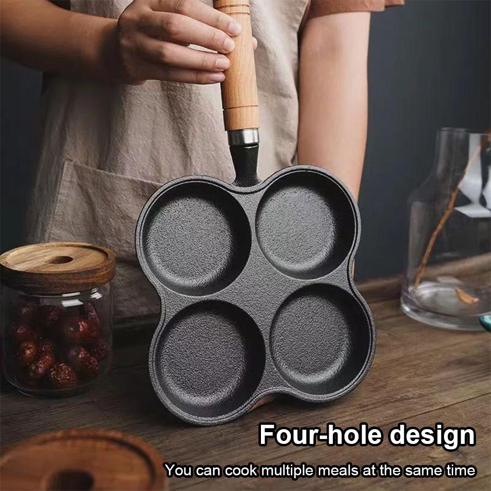 4-Loch Frühstücksburger Eier Pfannkuchen Maker Antihaft Omelettpfanne Multifunktionale Hamburger Steak Pfanne für Gasherd Induktionskochfeld