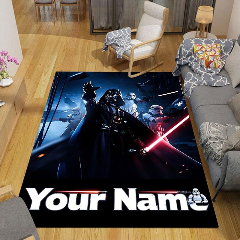 Custom 1Pc Darth Vader Star Wars Theme Flannel Personalized Rug Non Slip Floor Mat Soft Carpet for Living  Bedroom Office Home Decor Gift
