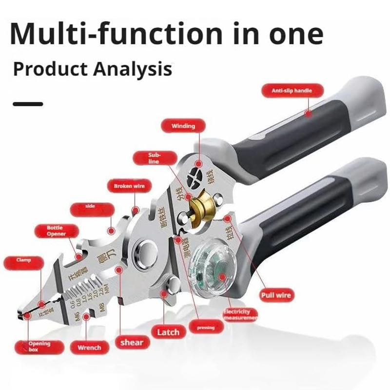10 In 1 Foldable Wire Stripper With Electricity Measurement Plier For Cutting Pulling Wires Cable Electrician Scissors
