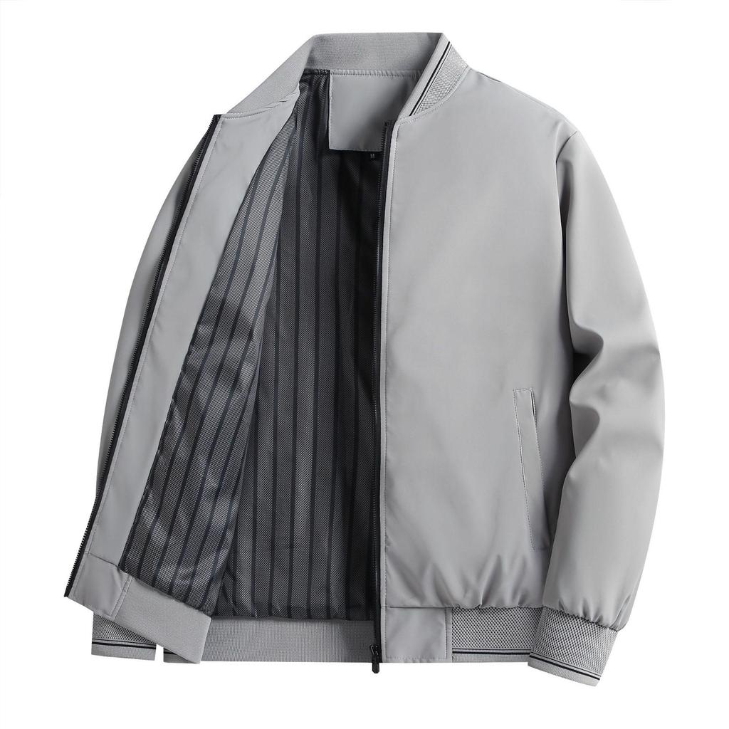 Men's Spring & Autumn Loose Solid Color Jackets - Middle-Aged Dad Business Casual Fashion