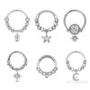 Fashion Crystal Stainless Steel Septum Hoop Clickers Nose Ring Women Tragus Cartilage Helix Piercing Hoop Earrings Jewelry