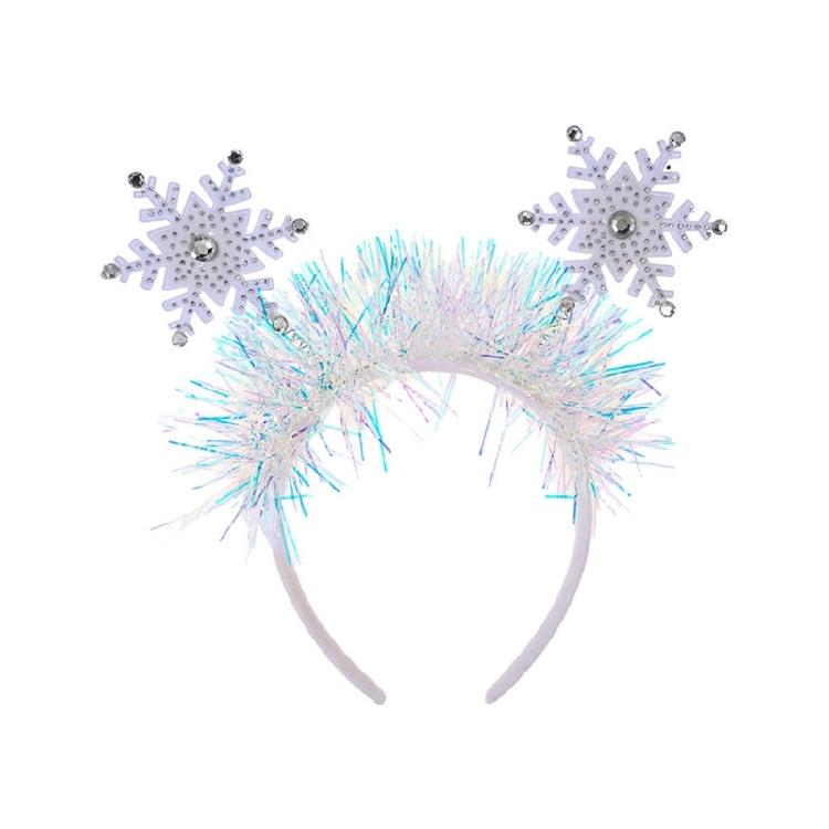 Glittering Rhinestones Snowflake Headband for Women and Girls White Headwear Hair Accessory for Christmas and Winter Fun