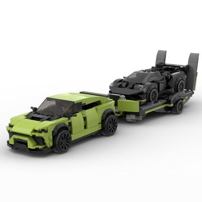 Speed Champion Technical Car Lamborghinis Urus SUV com Trailer Cty Racing Vehicles Bloco de Construção Compatível com LEGO para Presente
