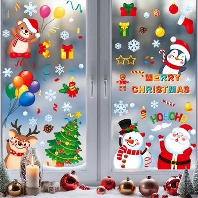 9 Stück Weihnachten Fensteraufkleber Frohe Weihnachten Partydekoration 2026 Weihnachten Weihnachtsmann Aufkleber Navidad Natal Neujahrsgeschenk 2026