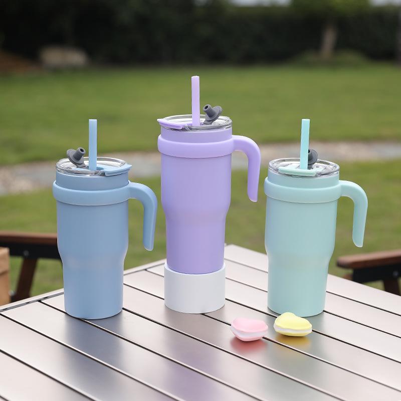 Vacuum 50Oz Big Mac Car Cup Men'S New Thermos Cup Double Layer With Straw With Handle Bingba Cup