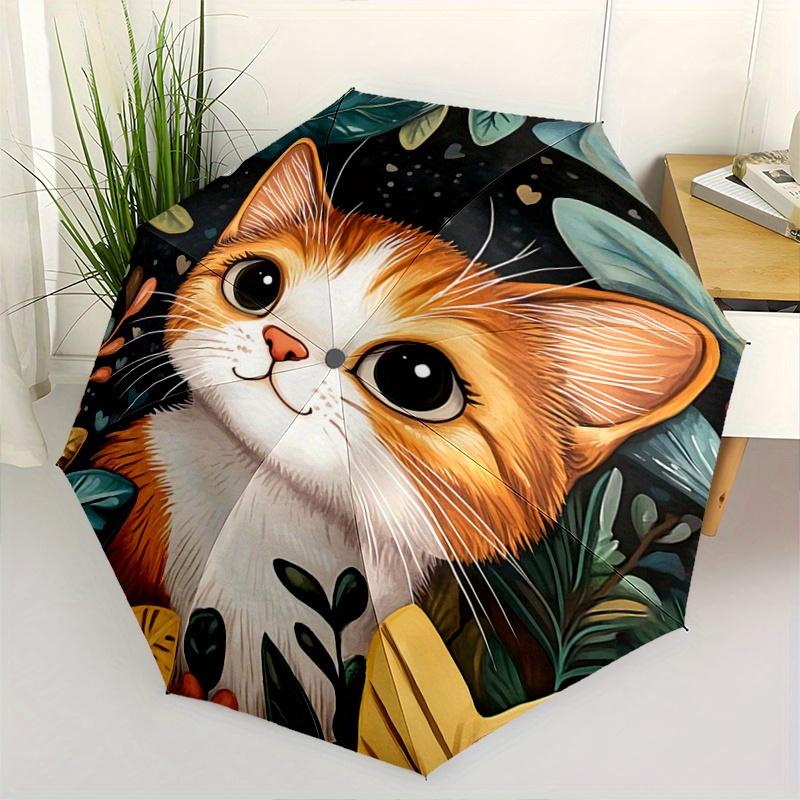 

1pc Orange Cat Automatic Opening and Closing Fashion Umbrella - Suitable for Various Occasions, Outdoor Activities, Lightweight and Durable Automatic