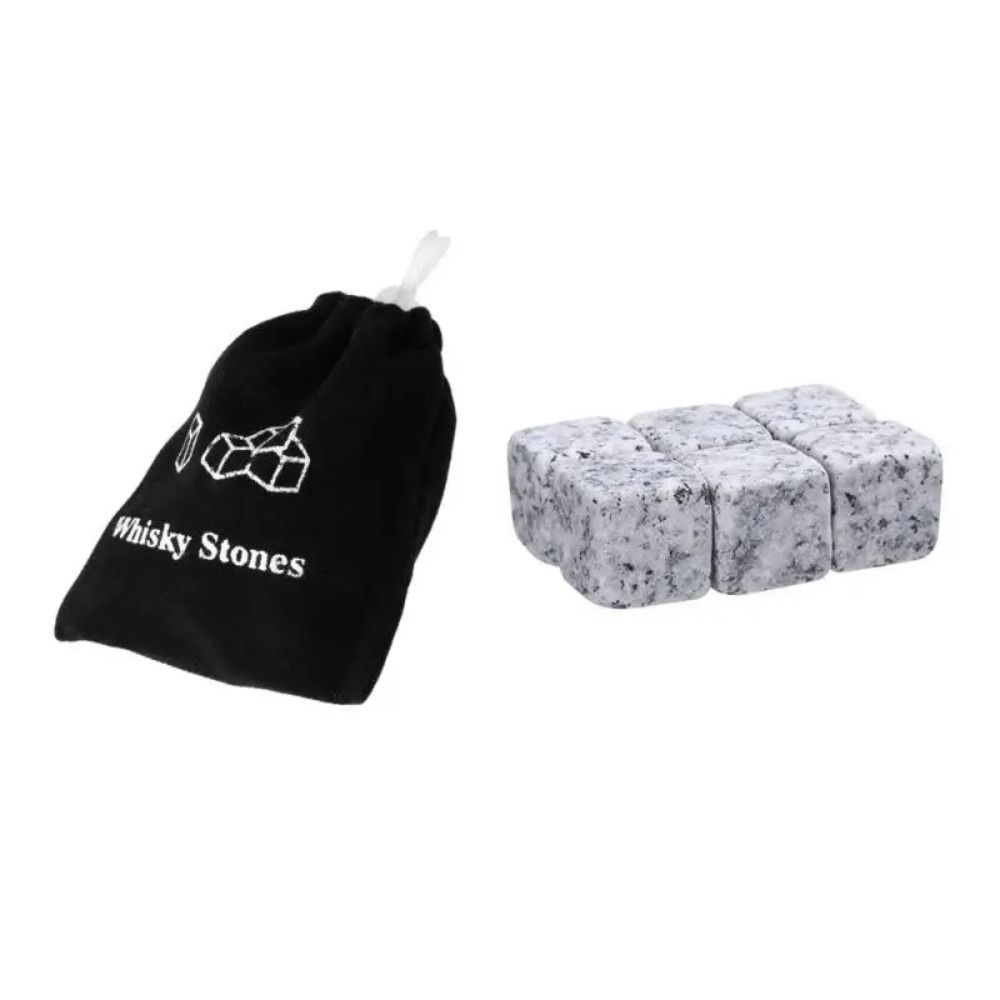 6PCS Wedding Favor Granite Whiskey Stones Natural Wine Cooler Sipping Ice Cube Cocktail Accessories