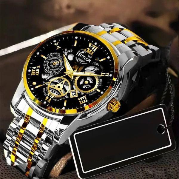Men's Fully Automatic Mechanical Waterproof Glow-in-the-dark Calendar Trend Student Belt Watch Hollow Quartz Business
