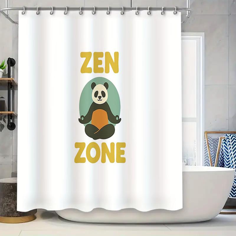 

Zen Panda Shower Curtain Meditating Animal Bathroom Decor Japanese Inspired Tranquil Spa Vibes Cute Wall Art Home Textiles Peace W60H190(CM)-1 Pcs
