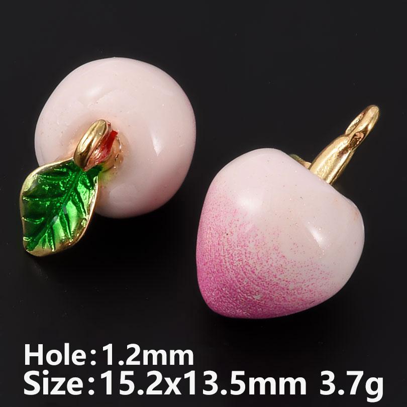 5pcs Three-Dimensional Enamel Fruit Charm Grape Peach Watermelon Alloy Oil Drop Charms For Jewelry Making Supplies DIY Earrings
