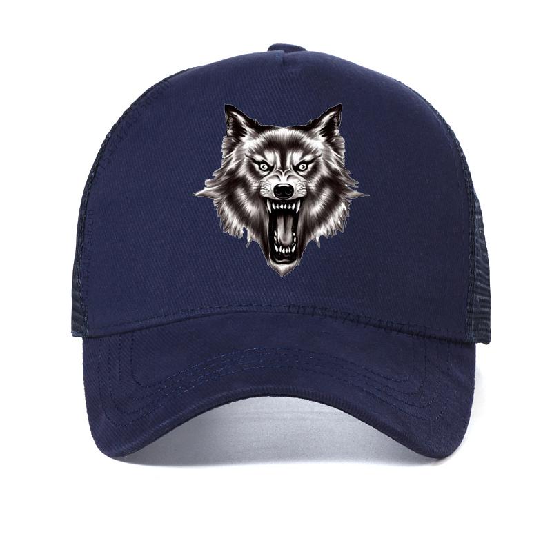 Ferocious wolf baseball caps men animal wolf Mesh Snapback cap visor hats for women Hip Hop Hat Cotton solid color trucker bone