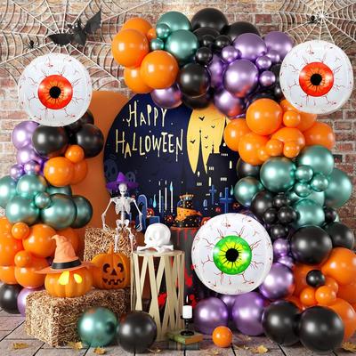 Halloween Balloon Set 4D Horror Eyes Spider Aluminum Film Balloon Party Decoration Latex Balloon Combination