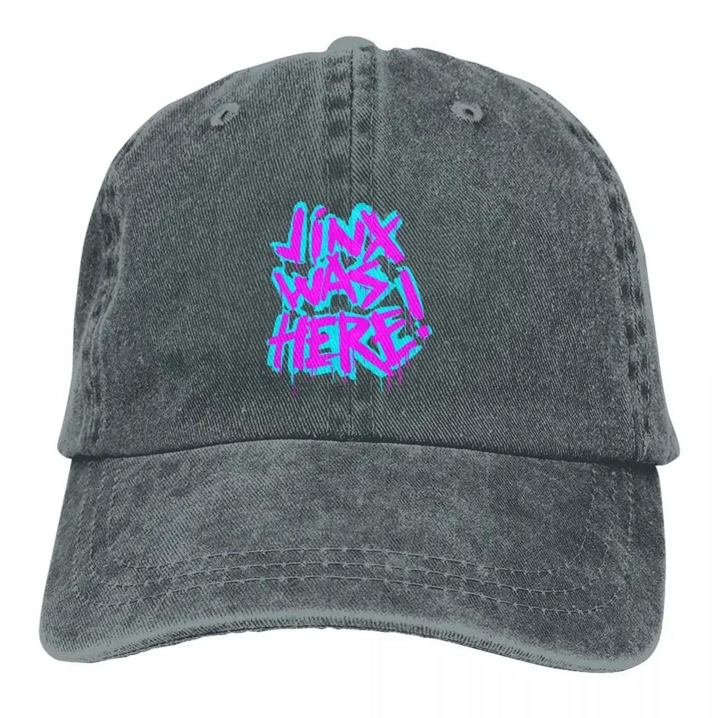 Washed Men's Baseball Cap JINX WAS HERE Cool Trucker Snapback Cowboy Caps Dad Hat Arcane League Of Legends LOL Game Golf Hats