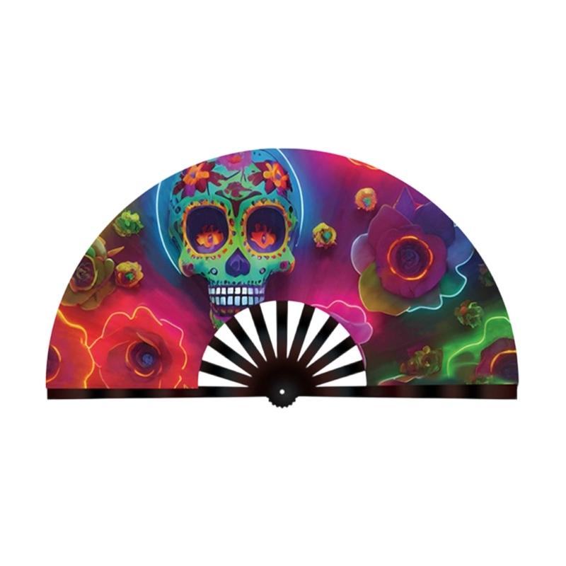 

Glow Large Raves Folding Hand Fan for Line Dancing Handheld Fan for Festivals Club Party Music Outfit Accessories