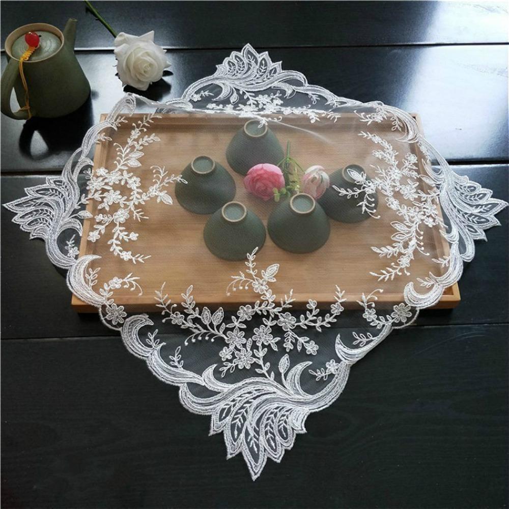 Lace Table Placemat Square Coaster Antique European Embroidery Table Mat  Bar