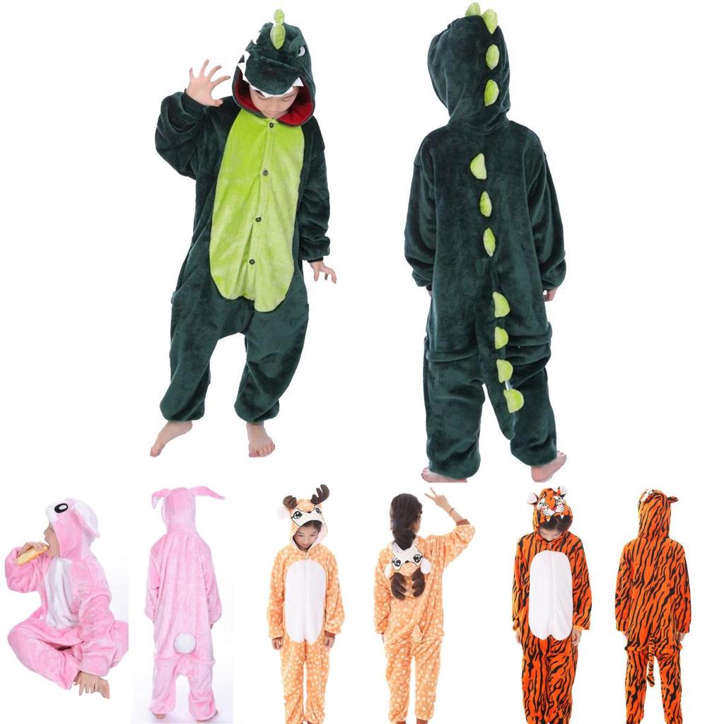 Entzückender Tier-Flanellpyjama für Kinder mit gemütlichem Onesie-Schlafanzug mit Taschen
