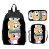 Lankybox Blocky Plüsch 3-teiliges Set Rucksack Cartoon Anime Schultasche für Kinder