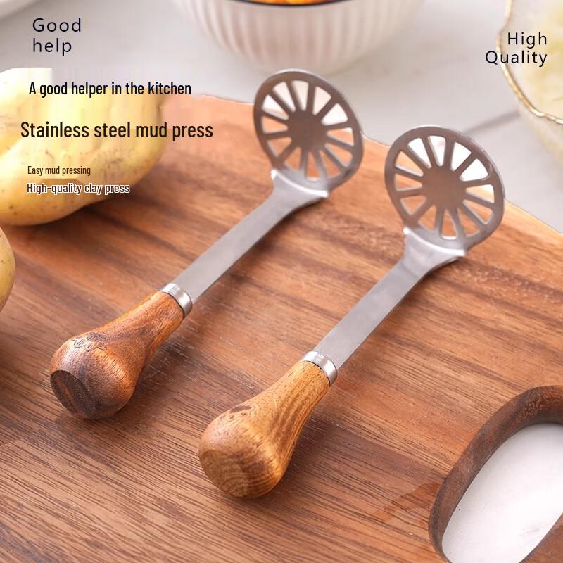 Zhaoran Stainless Steel Potato Masher with Wooden Handle