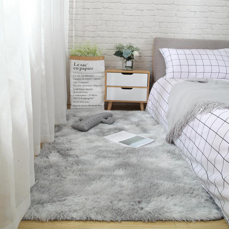 Nordic Ins Tie-Dye Gradient Long Velvet Carpet Covered Bedroom Living Room Coffee Table Bed Long Hair Washable Ins Wind