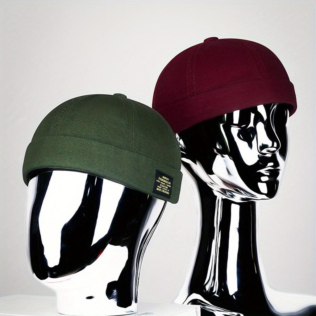 Brimless Hat for Men Women Cotton Classic Solid Color Beanie Beaded Hip Hop Hat for Outside Cycling Riding Activities