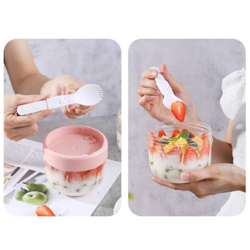 Overnight Oats Jar Container Portable Oatmeal Cups With Lids And Spoon Meal Jar