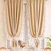 Blackout Curtain with Lace Trim – Gold Foil Velvet, Hook Top, Thermal Insulated, 1 Panel for Bedroom/Living Room
