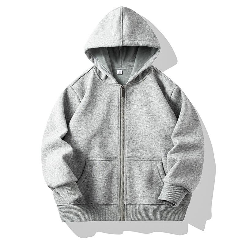 Kinder Winter Fleece-gefütterter Zip-Up Hoodie mit aufgesetzten Taschen – Anpassbare einfarbige Jacke für Schuluniformen