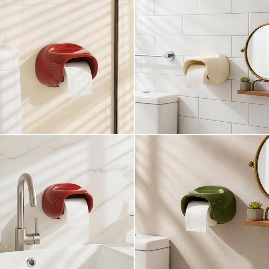 Wall Toilet Paper Dispenser with Shelf Glossy Finish WallMounted Roll Holder