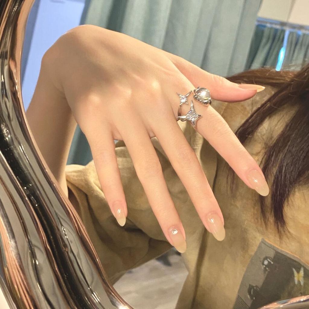 [Magic Ring Tracing Light] French Personalized Moonstone Advanced Sense Opening Ring Niche Women'S Simple Ring