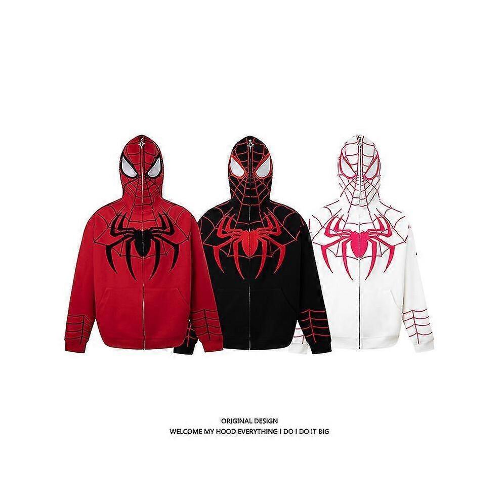 (M, schwarz) Spiderman Hoodie Reißverschluss Strickjacke Street Locker Jacke