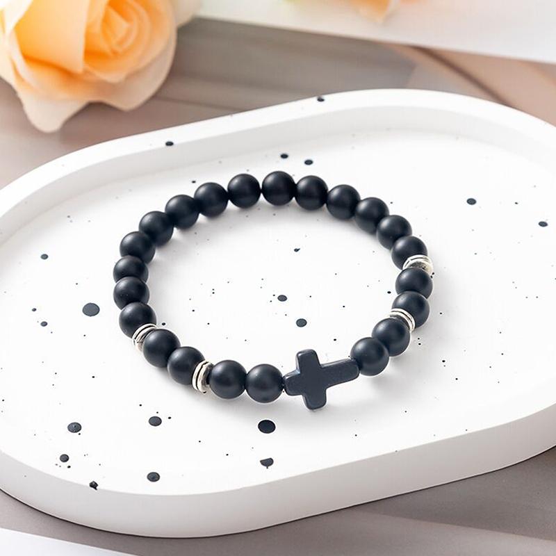 

Эластичный браслет с камнями Cross, браслет с бусинами Stone для мужчин и женщин, эластичный браслет, ювелирные изделия, подарки для комфорта, веры A6