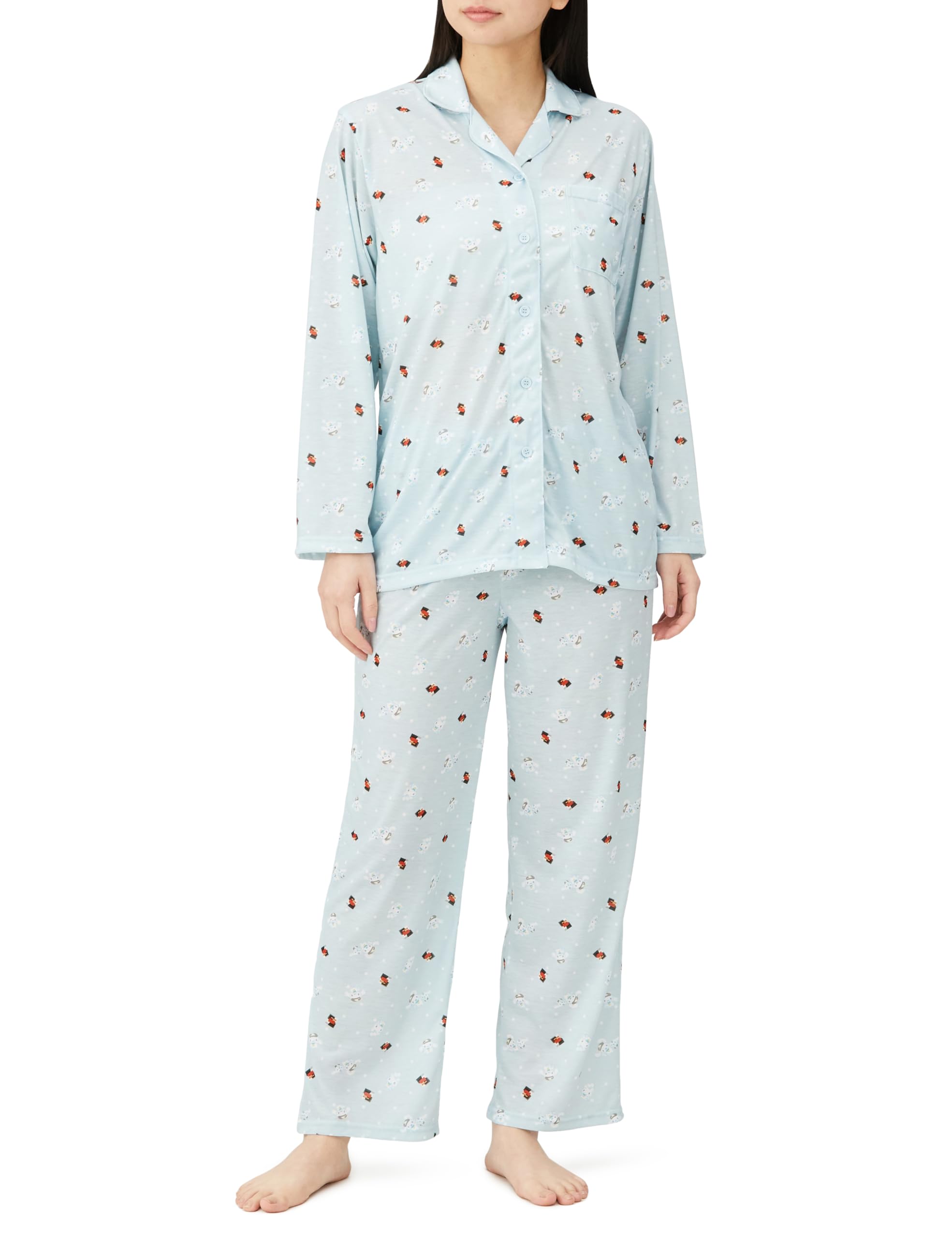 

Пижамный комплект Tyrol Chocolate Shirt Пижама Room Wear Длинный рукав Hangyodon Cinnamoroll Blue [Sanrio] Футболка женская синий