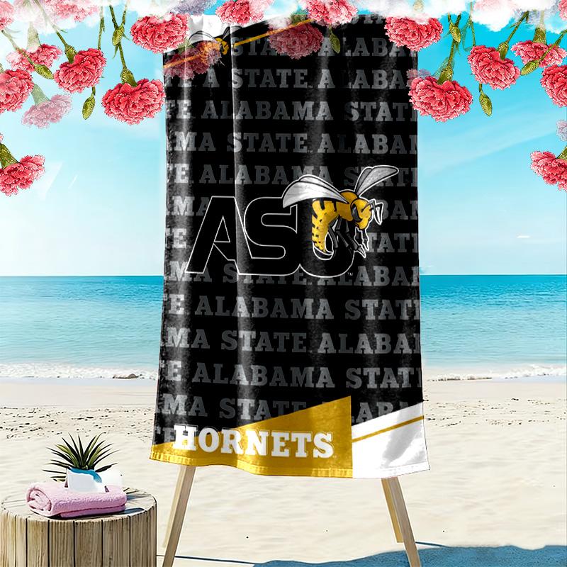 Alabama State Hornets Print Beach Towel, Large Soft Quick Dry Towel for Beach Camping Swimming