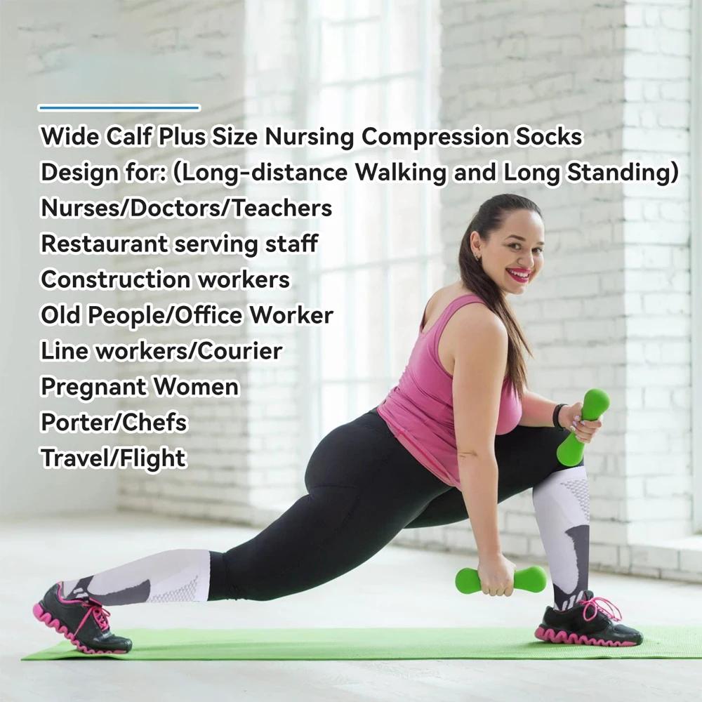 20-30Mmhg Wide Calf Compression Socks For Men Women Plus Size Knee High Support