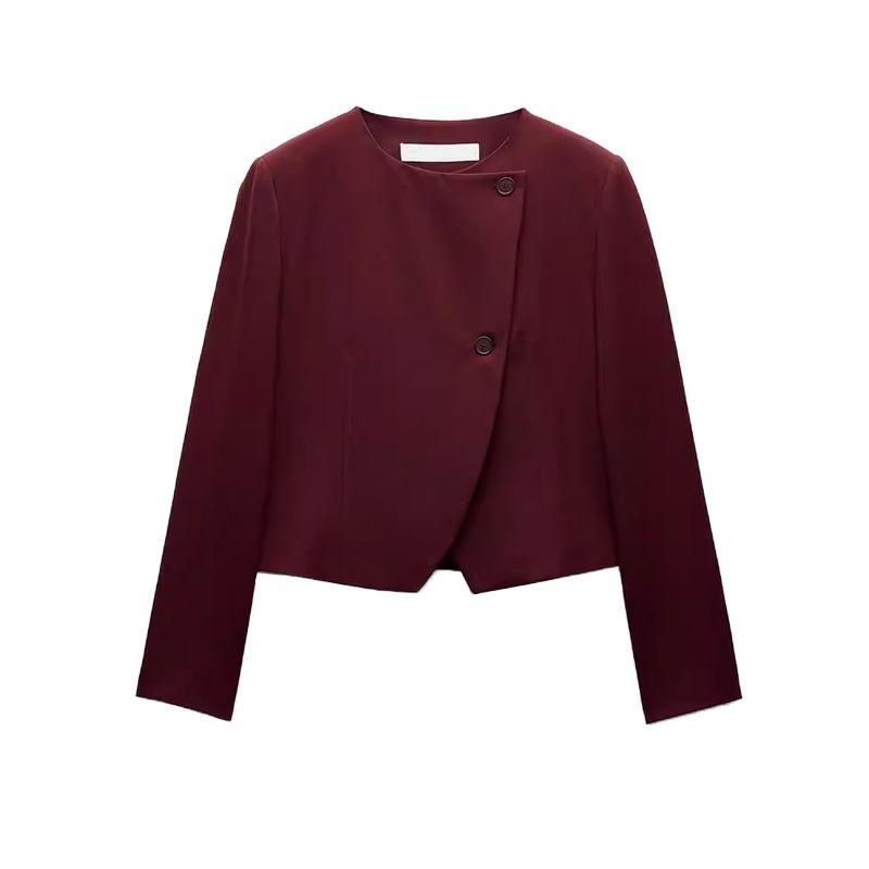 Spring New Women's Clothing Fashion Wind Decorated Row Button Easiest for Match Round Neck Short Long-Sleeved Jacket Outwear 9330707